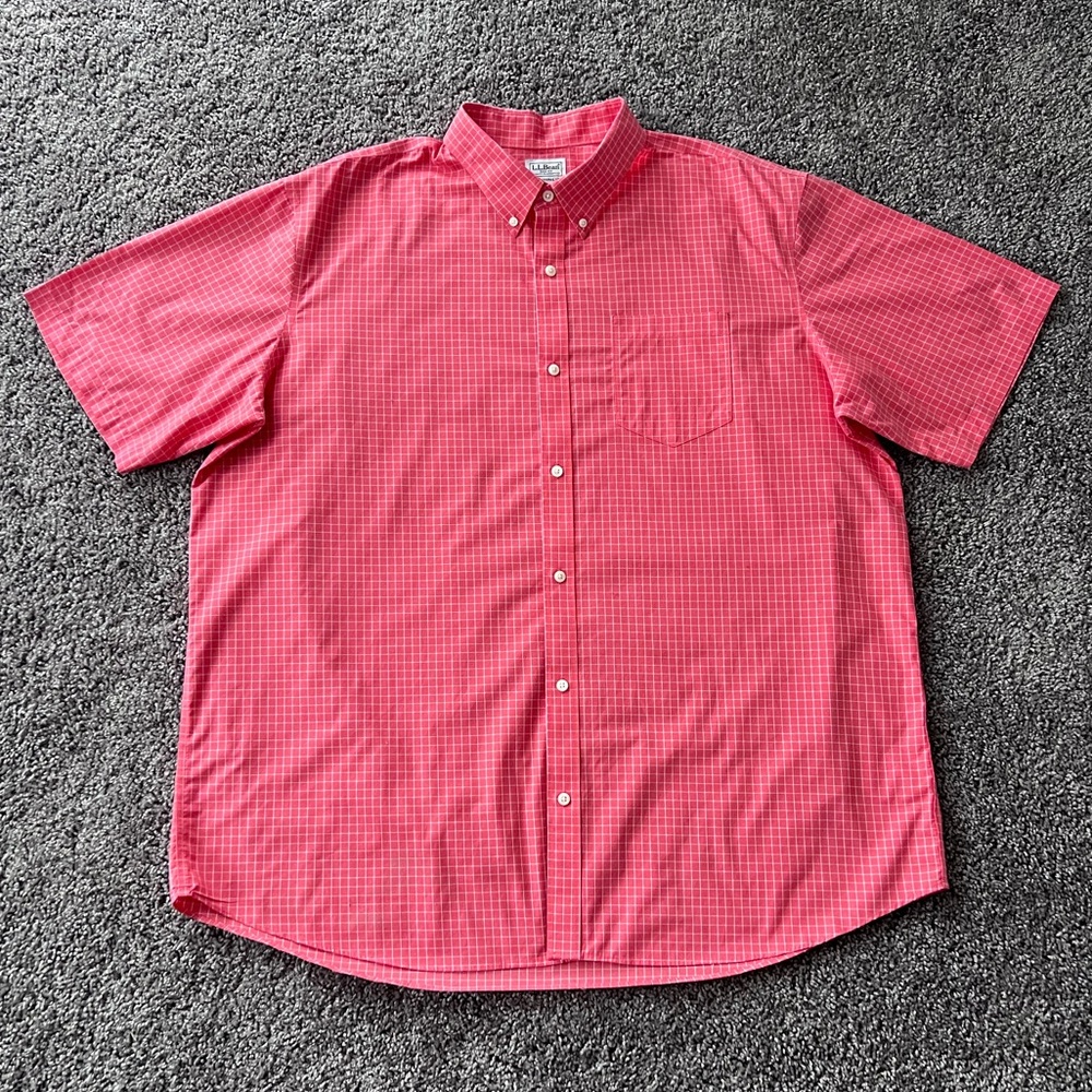 L.L. Bean 100% Cotton Short Sleeve Button Down Shirt men size XXL